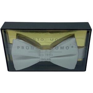 Pronto Uomo Couture 100% Silk White Bowtie Formal Wedding NEW